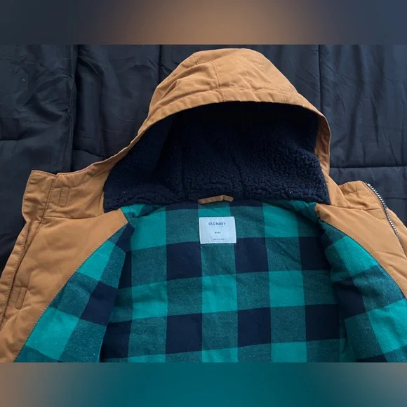 Old Navy Boy’s Brown Hooded Puffer Jacket - Picture 4 of 6